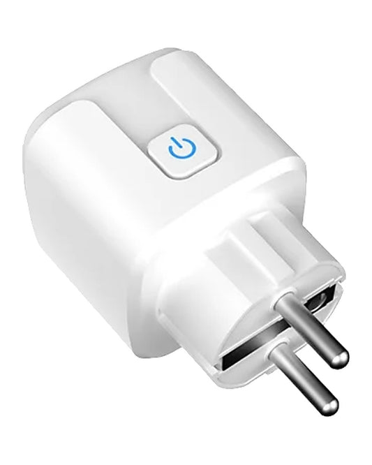 Vorgeflashte Tasmota-Funksteckdose mit Schuko-Stecker und Ein-Aus-Taste